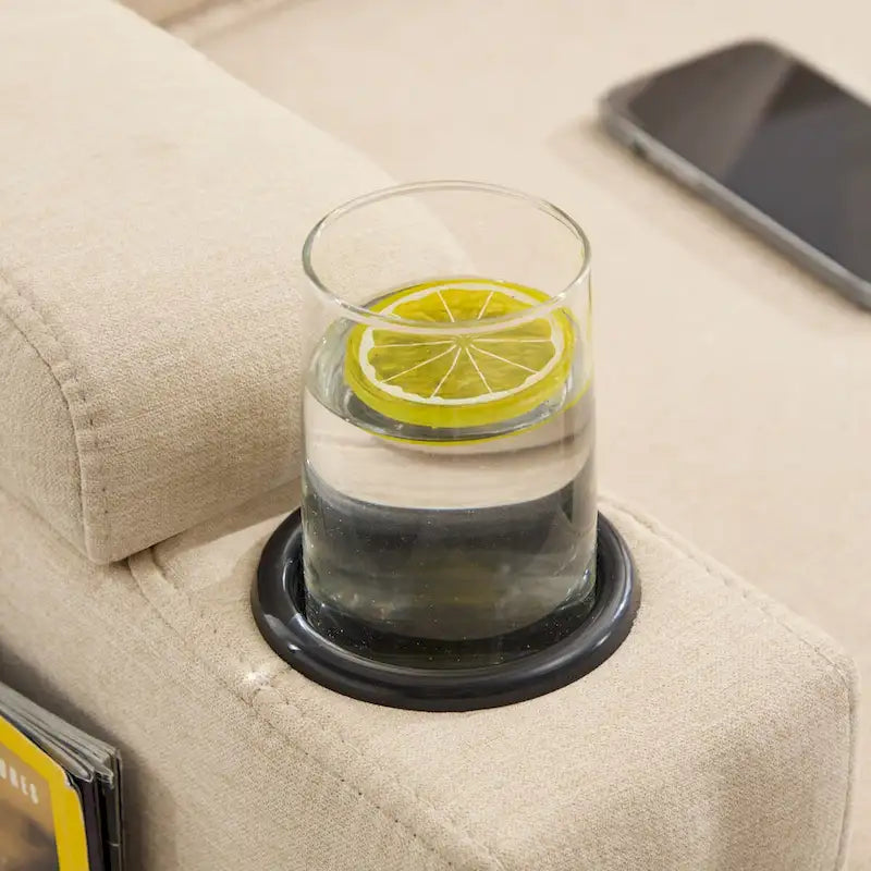 Divano a 3 posti imbottito con pouf contenitore per il soggiorno