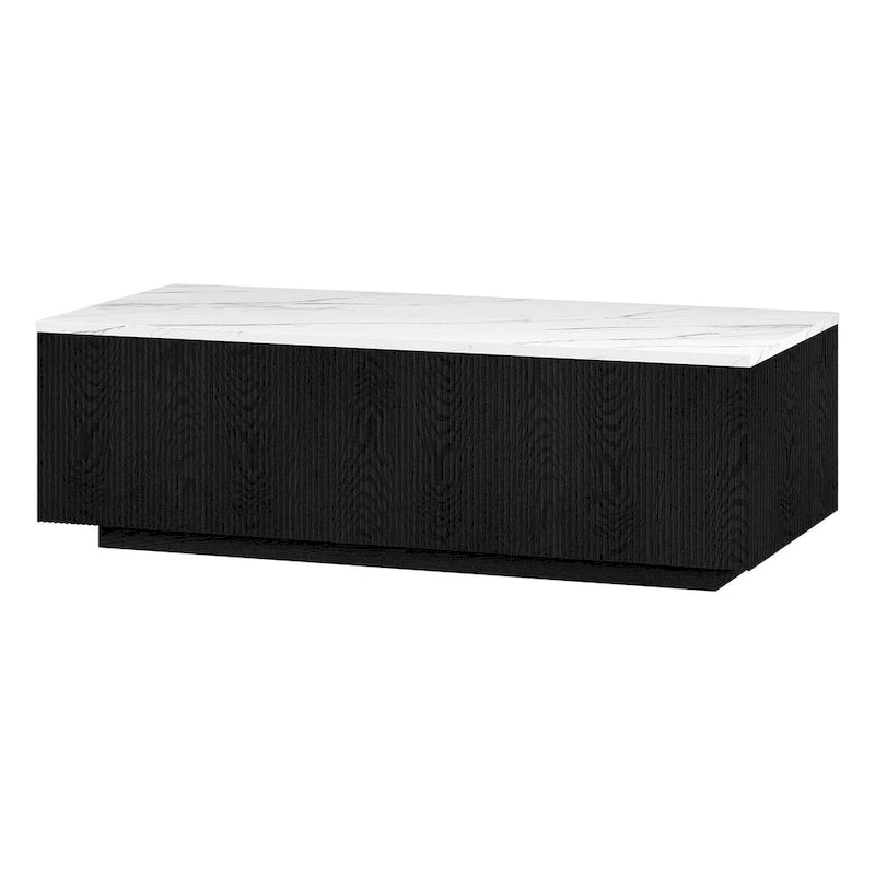 Tavolino rettangolare largo 48" con piano in finto marmo - 47,5 di larghezza
