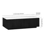 Tavolino rettangolare largo 48" con piano in finto marmo - 47,5 di larghezza