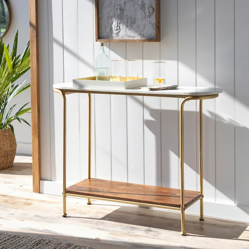 Consolle moderna Micheale Marble Mixed Media - 30A x 43L x 11P