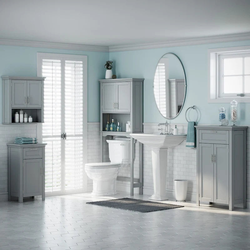 Pensile da bagno salvaspazio sopra il WC con ripiano regolabile – Grigio