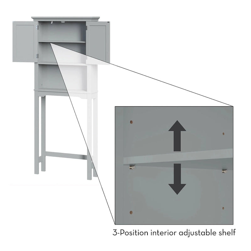 Pensile da bagno salvaspazio sopra il WC con ripiano regolabile – Grigio