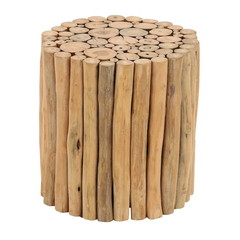 Tavolino d'appoggio in legno di teak fatto a mano con design a grappolo di bastoncini - Marrone