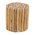 Tavolino d'appoggio in legno di teak fatto a mano con design a grappolo di bastoncini - Marrone