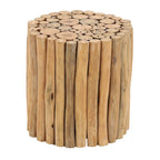 Tavolino d'appoggio in legno di teak fatto a mano con design a grappolo di bastoncini - Marrone