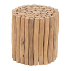 Tavolino d'appoggio in legno di teak fatto a mano con design a grappolo di bastoncini - Marrone