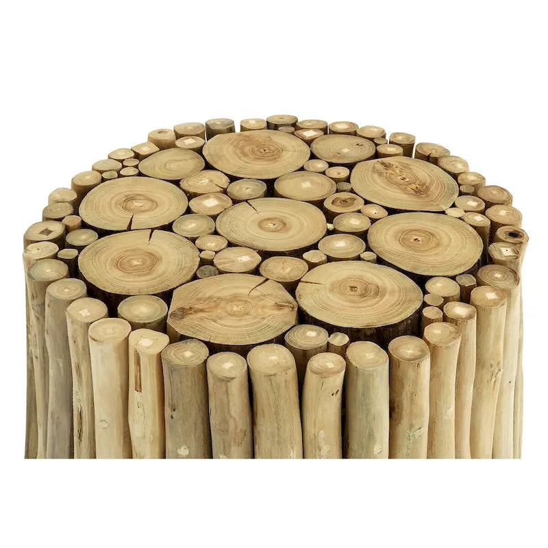 Tavolino d'appoggio in legno di teak fatto a mano con design a grappolo di bastoncini - Marrone